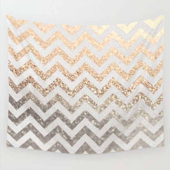 Glitter Gold Chevron Wall Tapestry - Picture 2 of 6